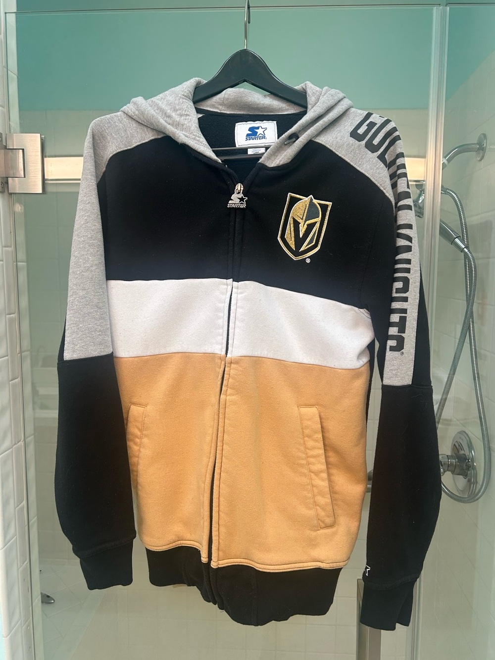 Starter Mens Vegas Golden Knights Colorblock Hoodie Jacket - Black/Gray/Gold